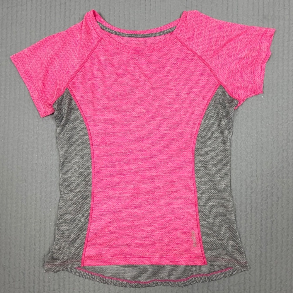 Reebok Womens Pink Gray Colorblock Activewear T-Shirt Size Medium RN117927